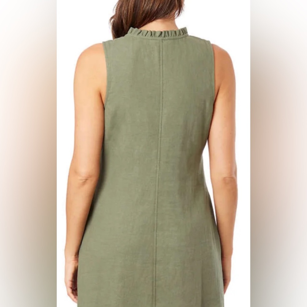 Sleeveless Olive Green V-Neck Midi Dress 
(Bin 5) - Picture 3 of 3
